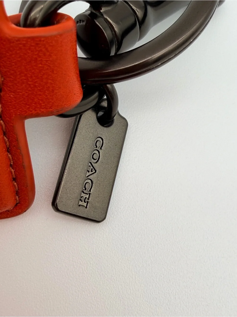 Coach Creed  Square Key Chain Fob - Orange Gunmetal